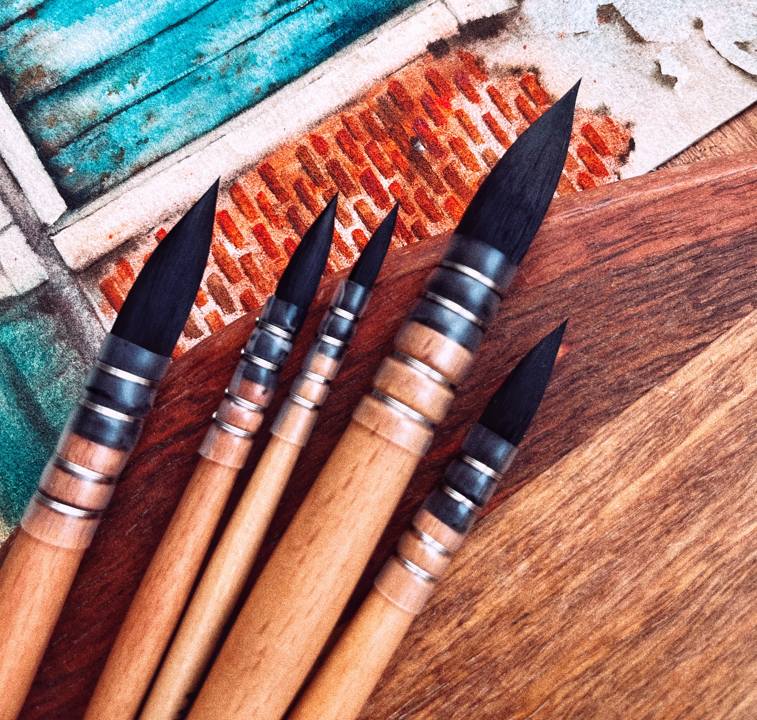 A set of watercolor brushes