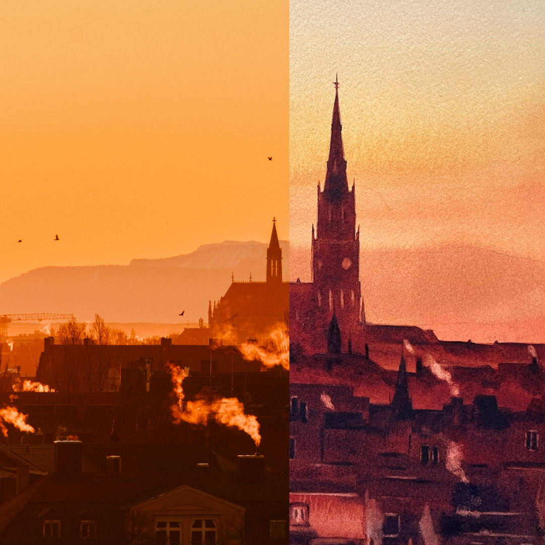 Watercolor Munchen Urban Landscape