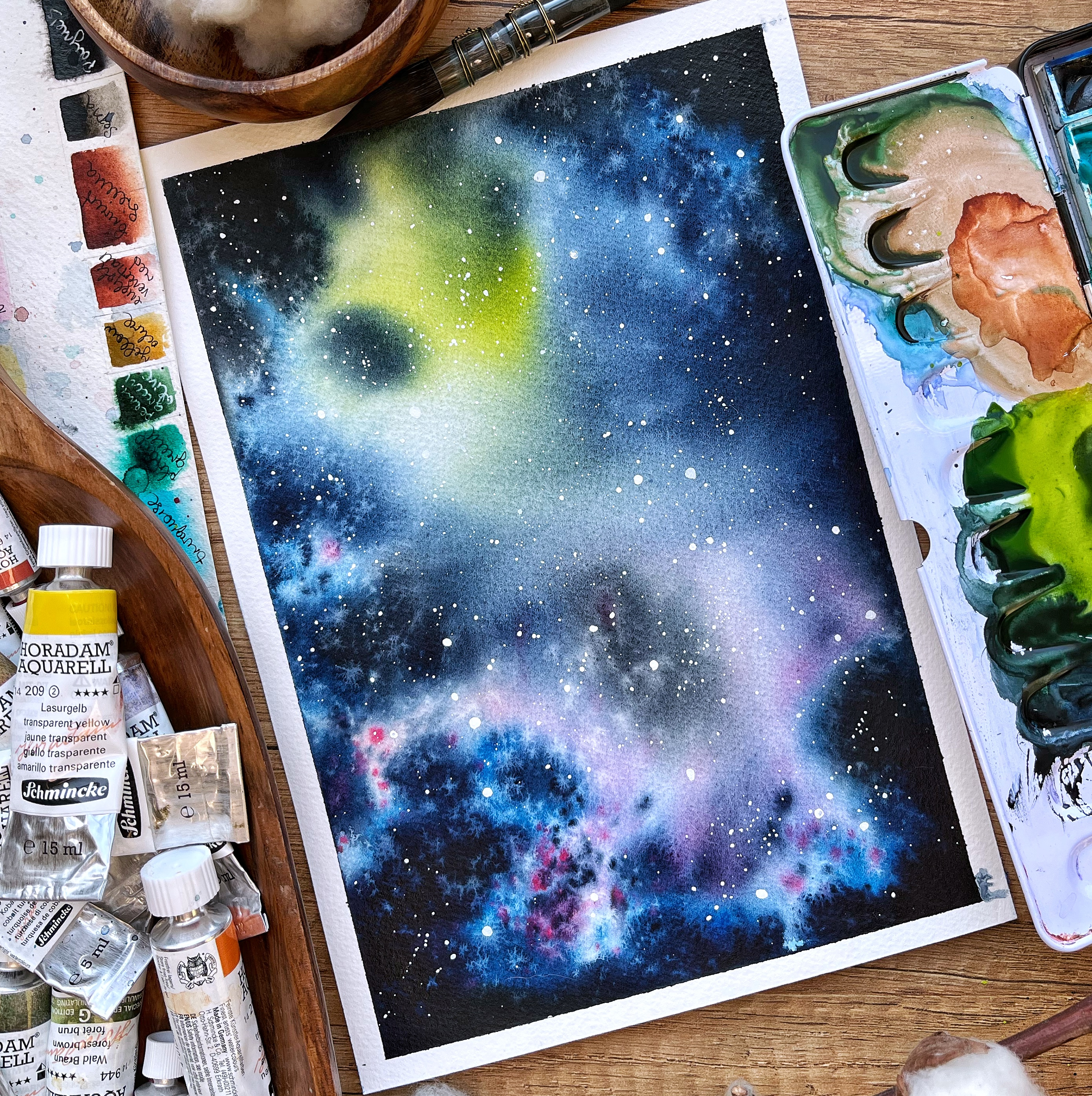 Watercolor galaxy painting