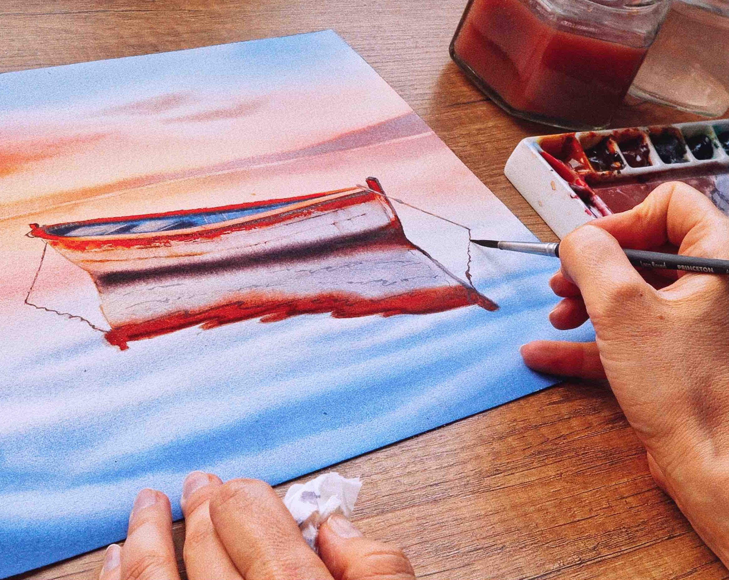 A fresh watercolor spring landscape