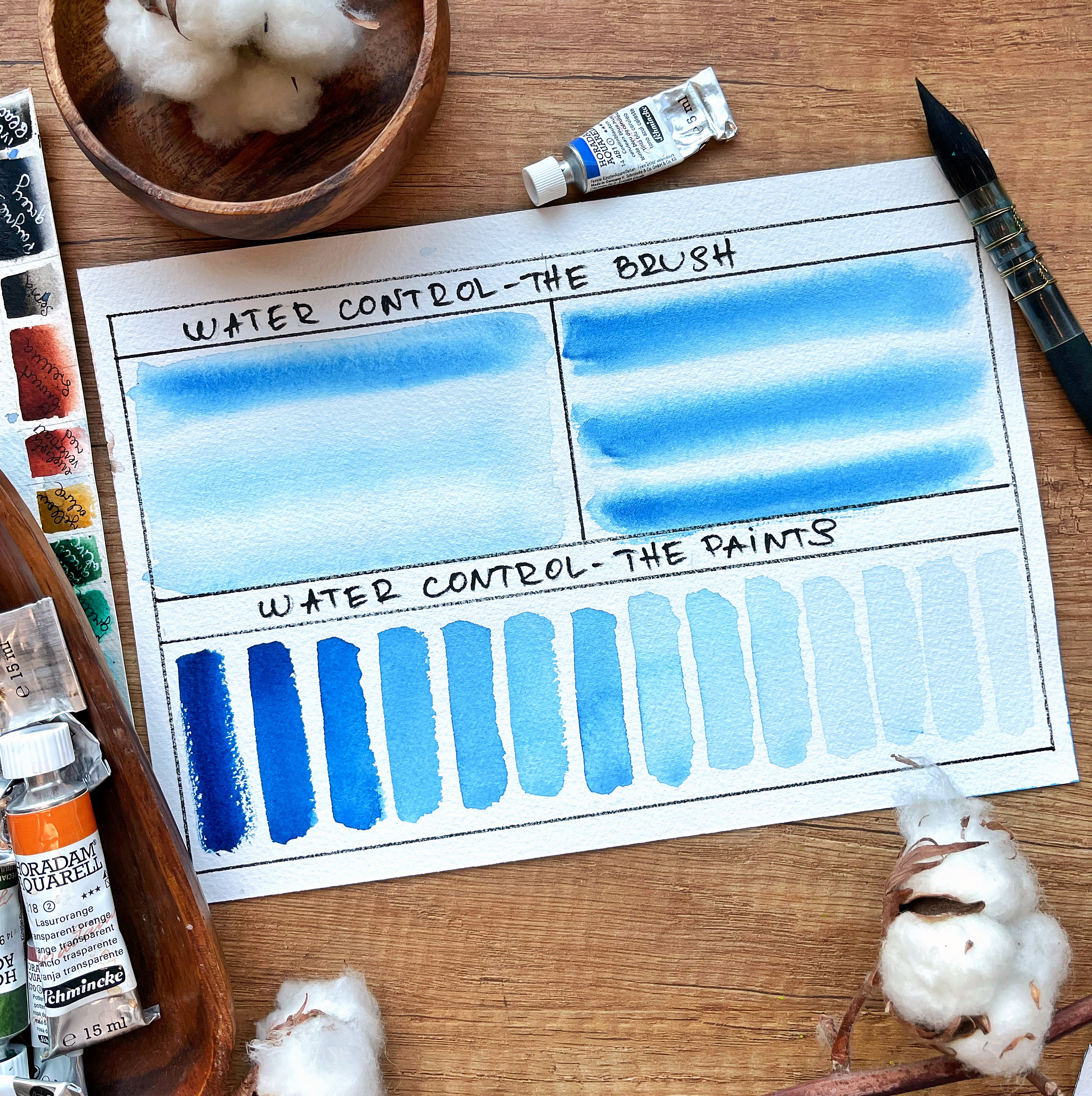 Paint swatches depicting water control