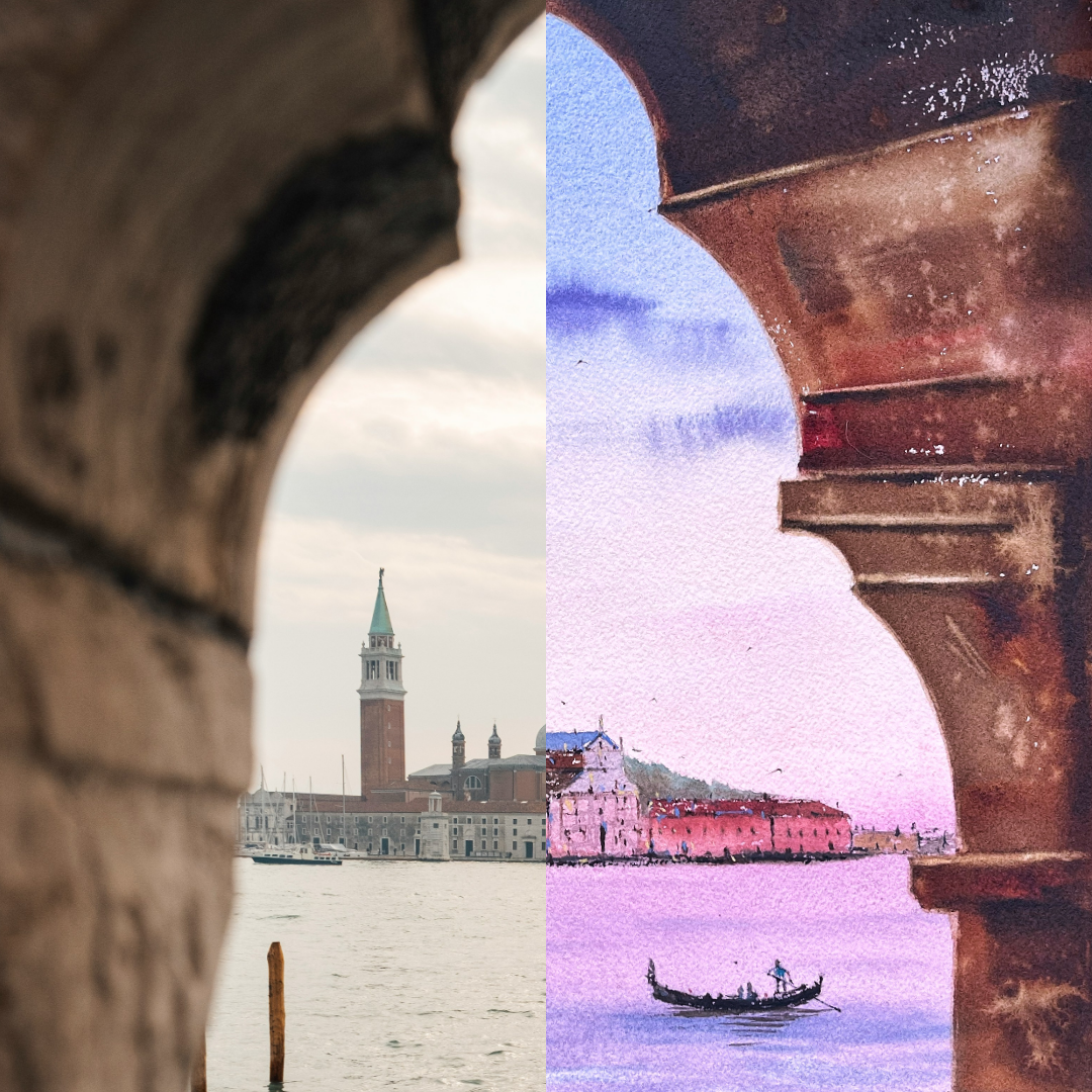 Watercolor Venice Urban Landscape