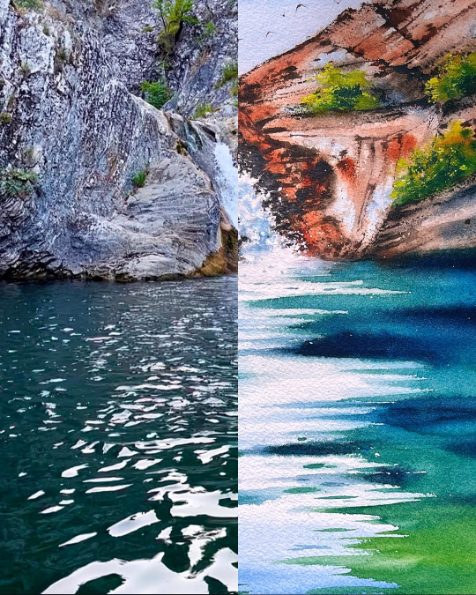 Turning reference photo into a watercolor landscape