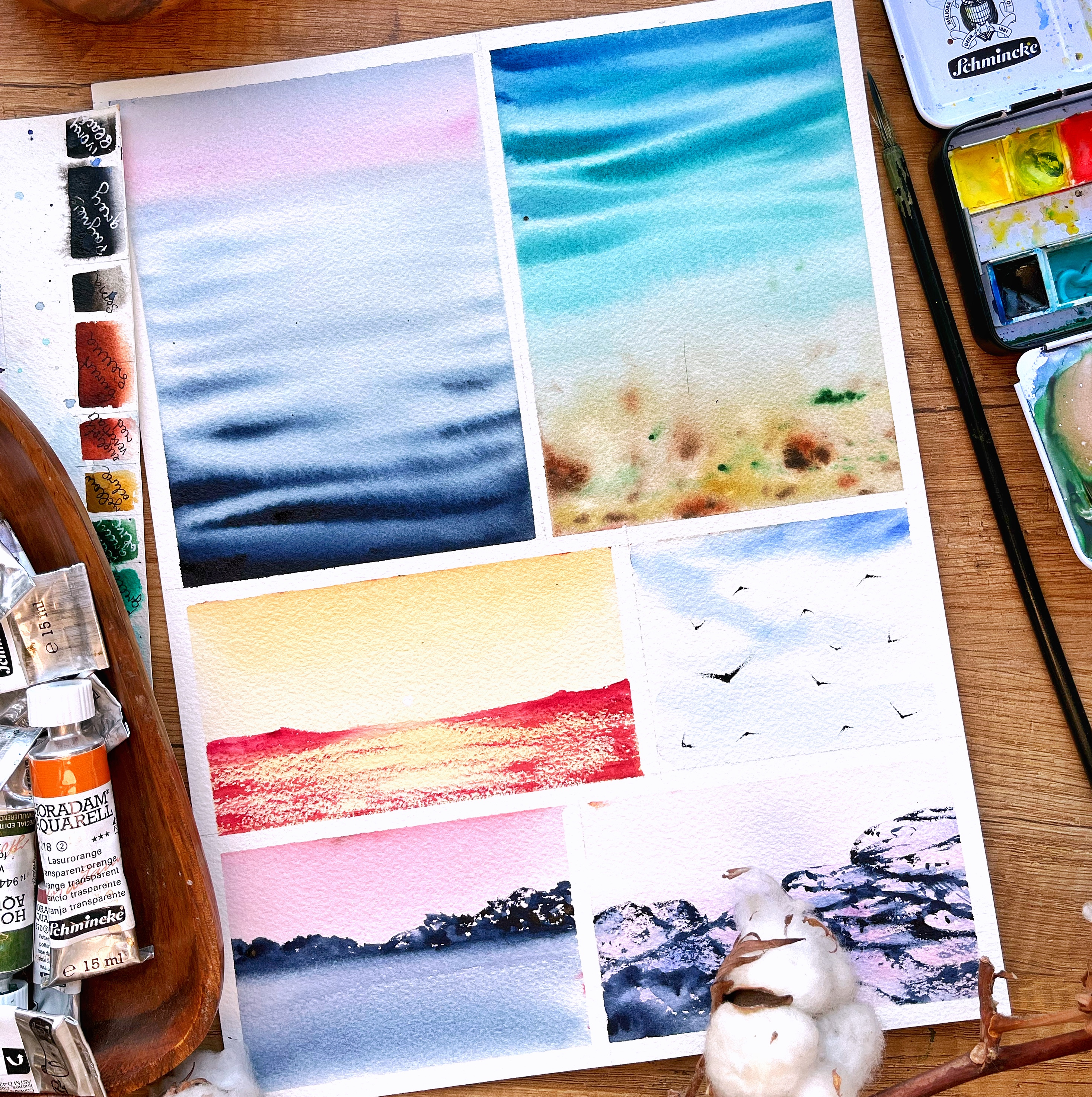 Different ways to paint the sea in watercolor