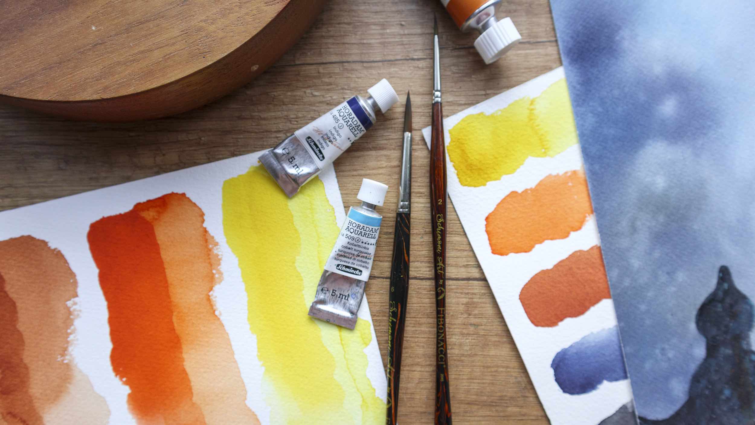 Watercolor Supplies for Glowing Light