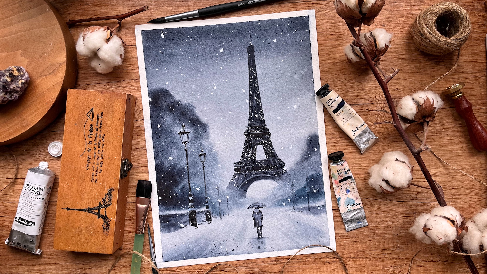 Moody Monochrome Eiffel Tower Paris Urban Landscape Painting
