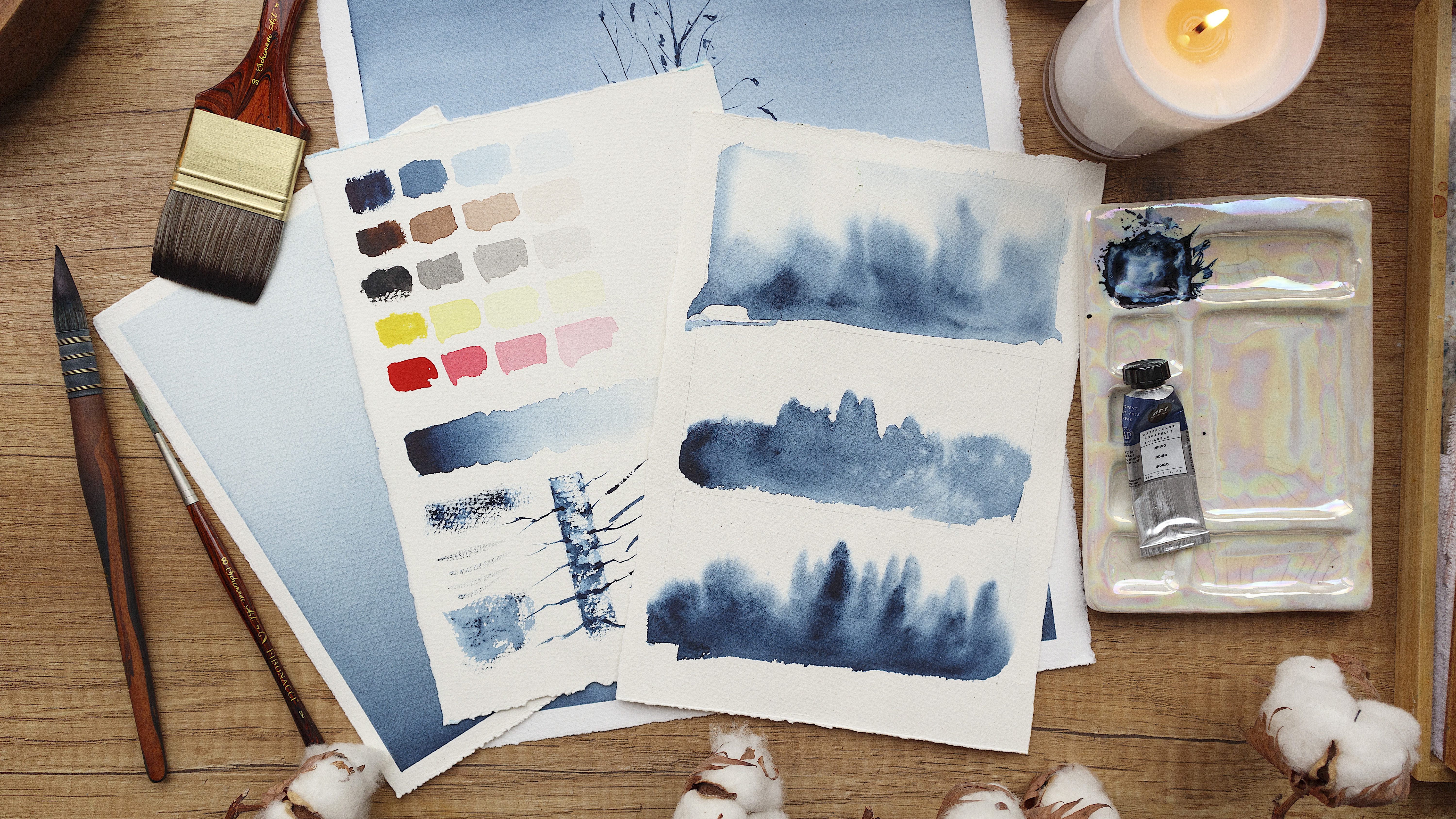 A fresh watercolor spring landscape