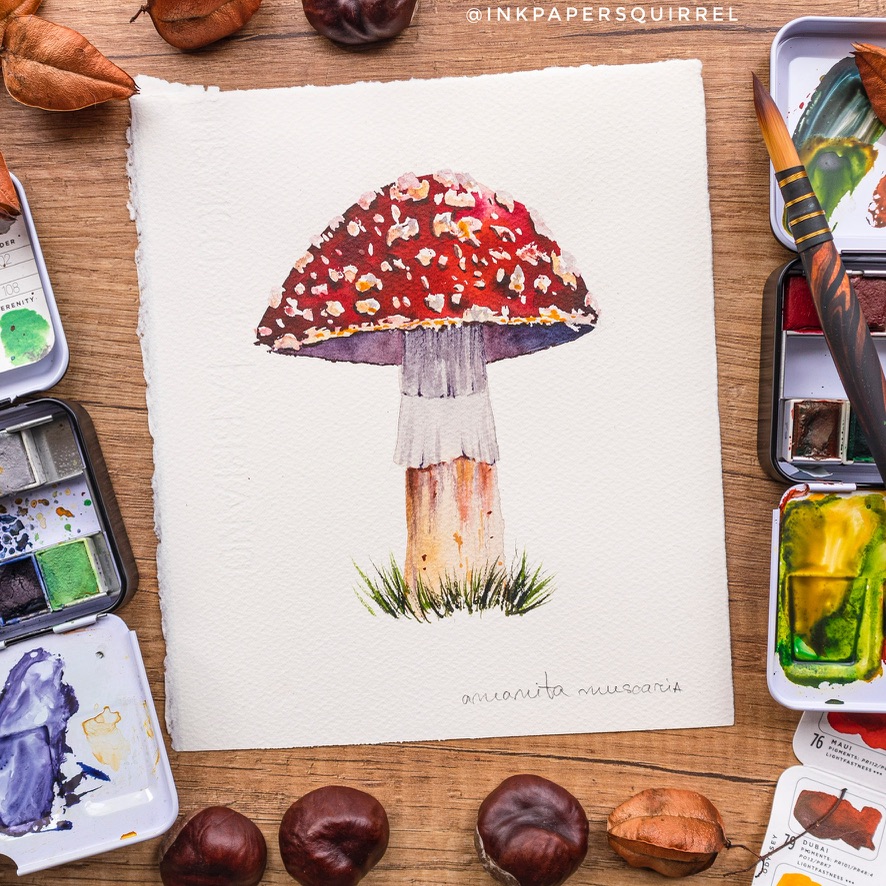 Amanita muscaria in watercolor